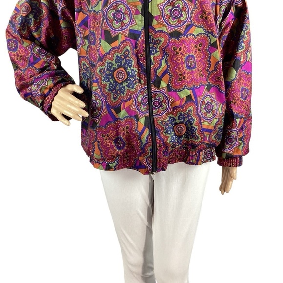 Vintage Lavon Windbreaker Jacket Abstract Print 80s 90s Style Medium - Picture 3 of 6